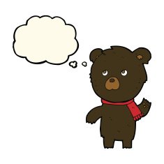 cartoon cute black bear with thought bubble N43