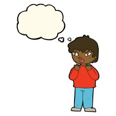 cartoon worried person with thought bubble N6