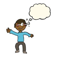 cartoon amazed boy with thought bubble N13