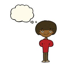 cartoon happy man with thought bubble N321
