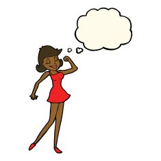 cartoon woman with can do attitude thought bubble N7