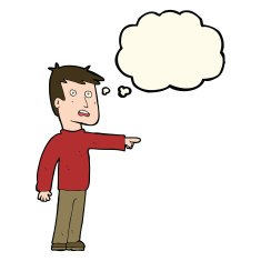 cartoon pointing man with thought bubble N53