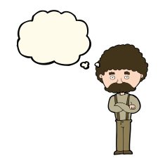 cartoon old man with thought bubble N14