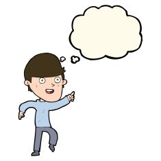 cartoon happy man with thought bubble N323