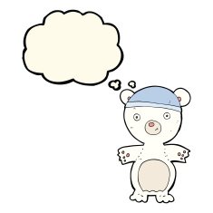 cartoon cute polar bear with thought bubble N48