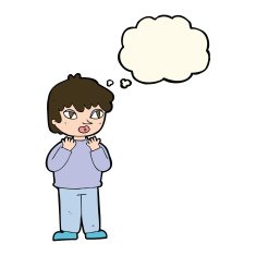 cartoon worried person with thought bubble N7