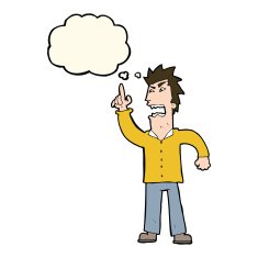 cartoon angry man making point with thought bubble N8