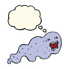 cartoon ghost with thought bubble N15