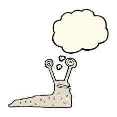 cartoon slug with thought bubble N9