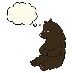 cute cartoon black bear with thought bubble N49