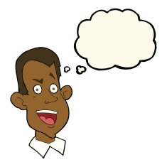 cartoon male face with thought bubble N15