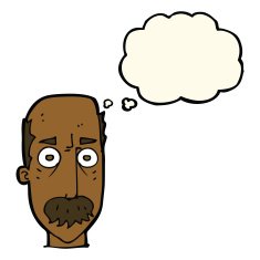 cartoon man with mustache thought bubble N61
