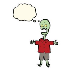cartoon skeleton with thought bubble N4