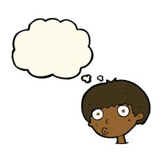 cartoon surprised boy with thought bubble N20
