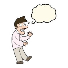 cartoon excited man with thought bubble N47