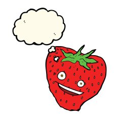cartoon strawberry with thought bubble N19