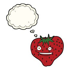 cartoon strawberry with thought bubble N21