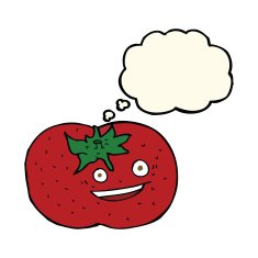 cartoon tomato with thought bubble N31
