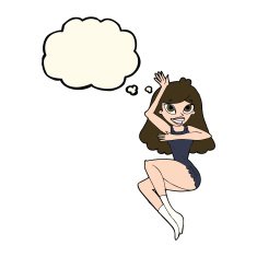 cartoon woman in lingerie with thought bubble N31