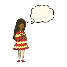 cartoon surprised girl with thought bubble N15