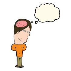 cartoon man with big brain thought bubble N8
