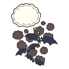 cartoon vampire bats with thought bubble N4
