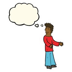 cartoon disgusted man with thought bubble N7