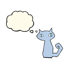 cartoon cat with thought bubble N23