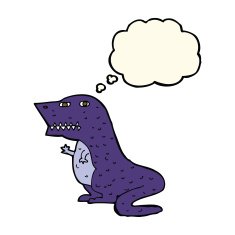cartoon dinosaur with thought bubble N26