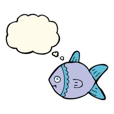 cartoon fish with thought bubble N54