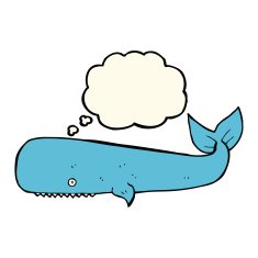 cartoon whale with thought bubble N25