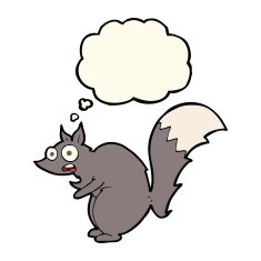 funny startled squirrel cartoon with thought bubble N7