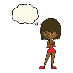 cartoon angry woman with thought bubble N15