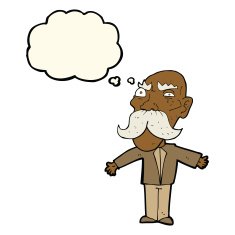 cartoon angry old man with thought bubble N101