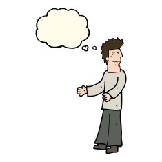 cartoon disgusted man with thought bubble N8