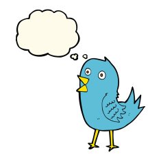 cartoon bluebird with thought bubble N7