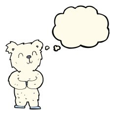 cartoon happy little polar bear with thought bubble N12