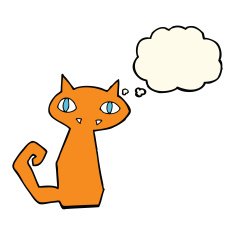 cartoon cat with thought bubble N24