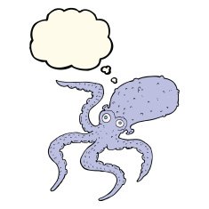 cartoon octopus with thought bubble N21