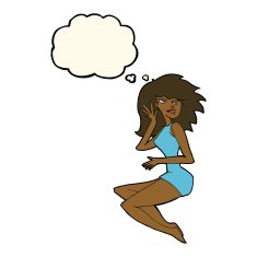 cartoon sexy woman with thought bubble N9