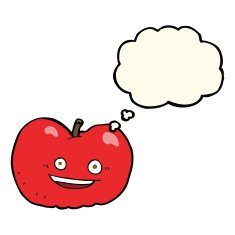 cartoon apple with thought bubble N26