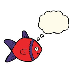 cartoon fish with thought bubble N55