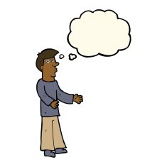 cartoon curious man with thought bubble N45