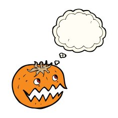 cartoon pumpkin with thought bubble N13