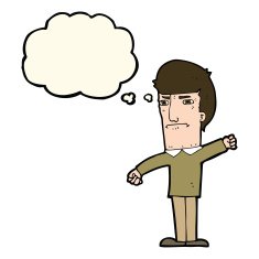 cartoon angry man with thought bubble N69