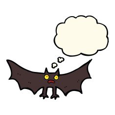 cartoon bat with thought bubble N15