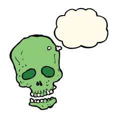 cartoon skull with thought bubble N20