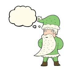 cartoon santa claus with thought bubble N126