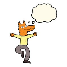 cartoon fox man with thought bubble N35