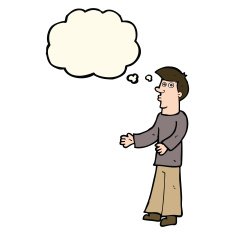 cartoon curious man with thought bubble N46